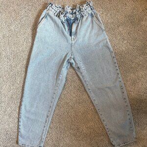 Zara Light Blue Wash Ruffle High Waisted Crop (Size EUR 40 / US 8)